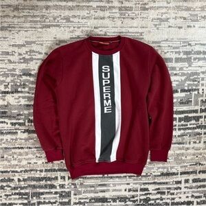 Supreme Burgundy Red & White Logo Sweatshirt Cotton